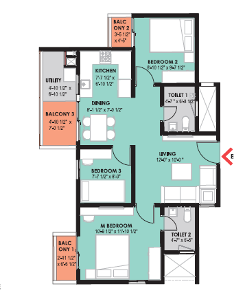 1 BHK Floor Plan