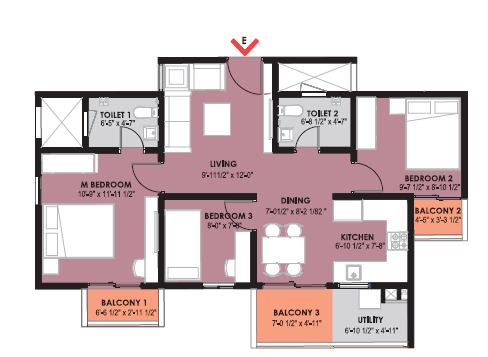 3 BHK Floor Plan